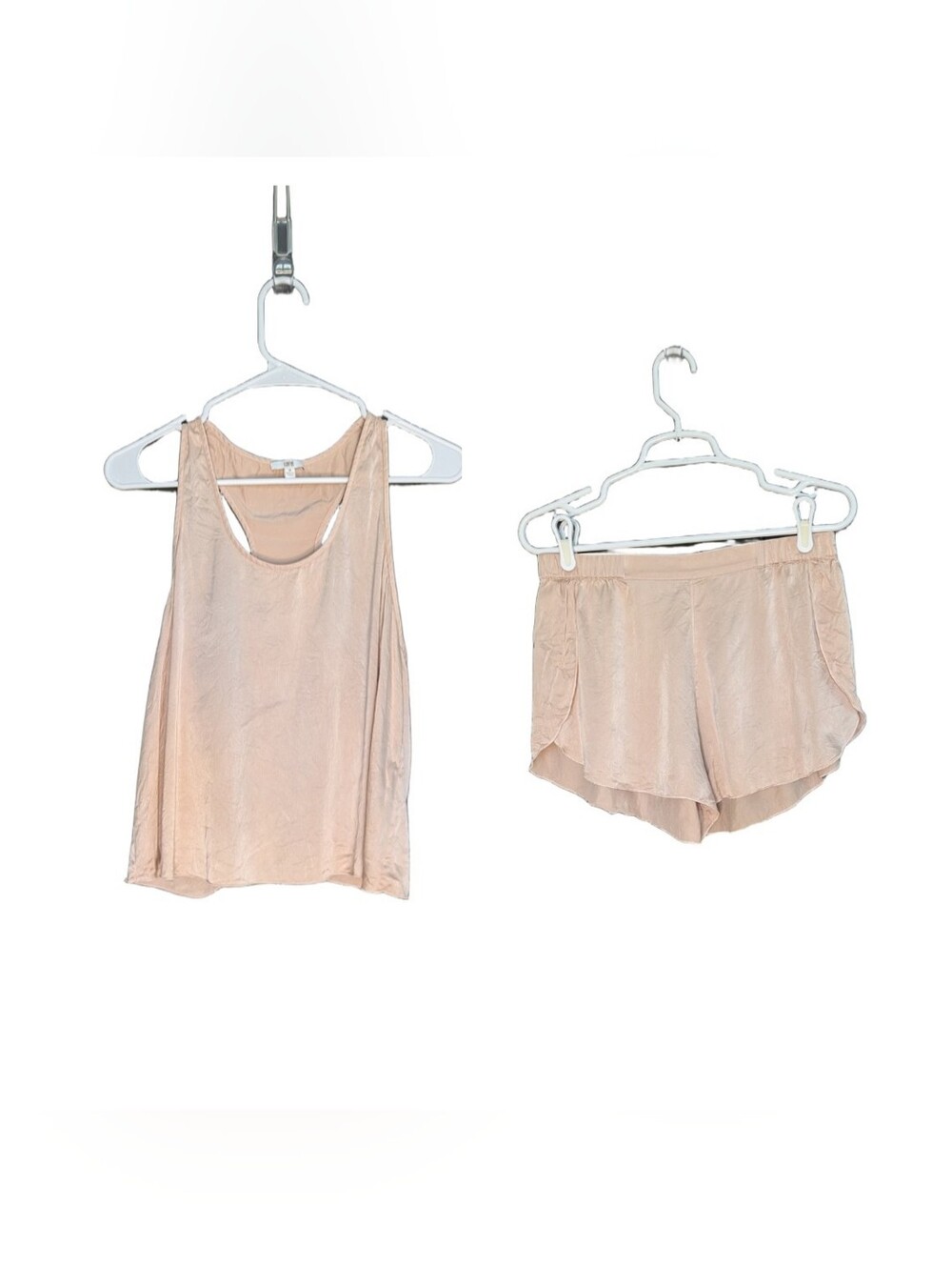 Lunya Women Two Piece Tank Shorts Pajama Set Washable Silk Pink Size Medium - Picture 8 of 8